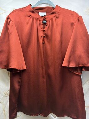 Liz Claiborne Copper Rust Short Sleeve Blouse